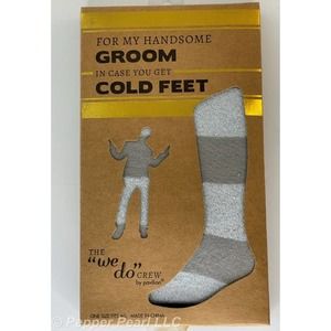 Groom Gift Socks Cold Feet One Size Hand Made Gray Stripe